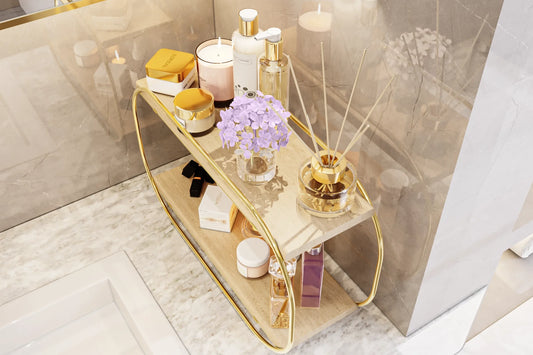 Bino Çok Amaçlı Masaüstü Banyo Ve Takı Organizeri, Ahşap Gold