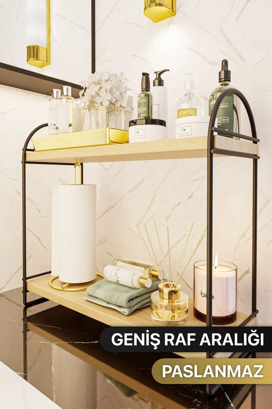 BİNO MUTFAK RAFI, SİYAH, 2 KATLI