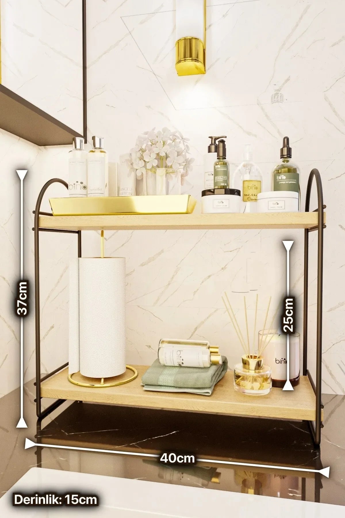 BİNO MUTFAK RAFI, SİYAH, 2 KATLI