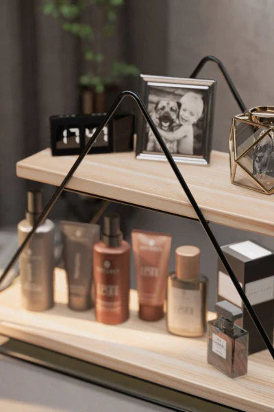 Bino Üçgen Masa Servis Rafı Dekoratif Mutfak Banyo Düzenleyici Siyah