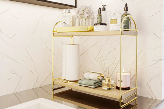 BİNO MUTFAK BANYO DÜZENLEYİCİ RAF, 2 KATLI, GOLD