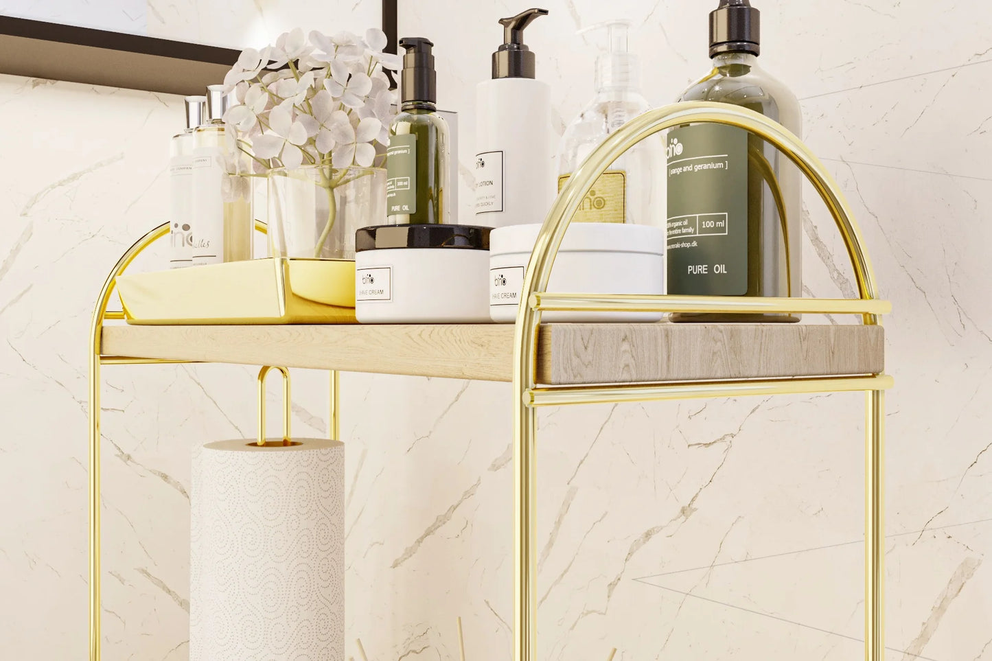 BİNO MUTFAK BANYO DÜZENLEYİCİ RAF, 2 KATLI, GOLD