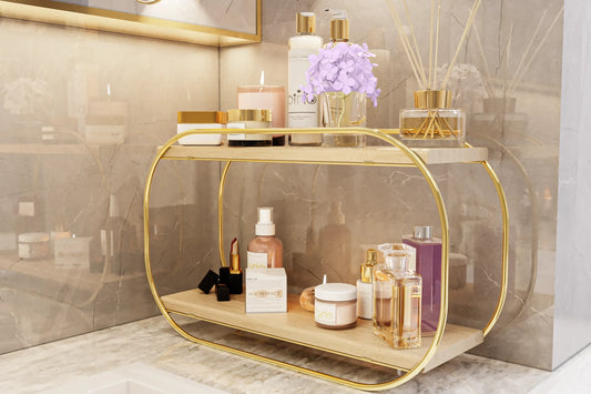 Bino Çok Amaçlı Masaüstü Banyo Ve Takı Organizeri, Ahşap Gold